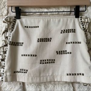 Vintage Cream Studded Mini Skirt